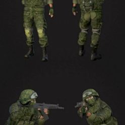3D model Soldier in equipment PBR