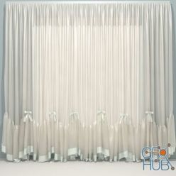 3D model Curtain with bows and ruffles