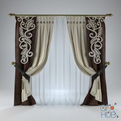 3D model Curtain with carved decor