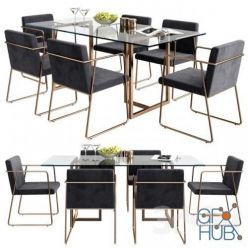 3D model CB2 rouka chair & rectangular dining table (max 2012 Vray)