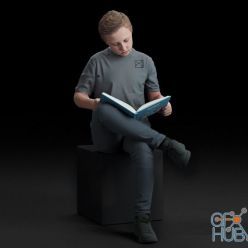 3D model Boy sitting and reading a book (3D-Scan)