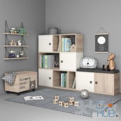 3D model Set of furniture and decor for a children's room 6 (max, fbx)