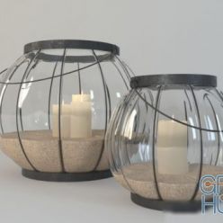 3D model Lanterns with candles, 23 and 36 cm