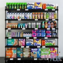 3D model Shelving with hygiene products