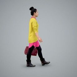 3D model Woman with Yellow Sweater and Pink Shirt