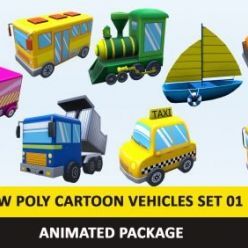 3D model CGTrader – Animated Cartoon Cute Vehicles Low Poly Pack - 01 AR VR Games Low-poly 3D models