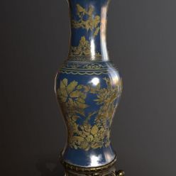 3D model Floor Vase with Bronze Stand PBR