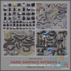 3D model Gumroad – Hard Surface Kitbash Library 1 – Canisters/Bolts/Knobs/Cables/Hoses/Tubes