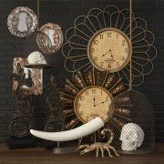 3D model Set with clock, skulls and scorpion