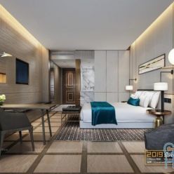 3D model Bedroom Interior of the Hotel 037