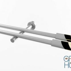 3D model Double curtain rail with LUNA tips