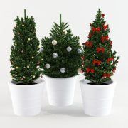 3D model Three decorated Christmas trees