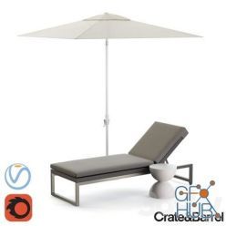 3D model Dune Chaise Lounge with Sunbrella