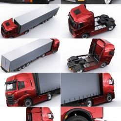 3D model Iveco S-Way 2020 with trailer