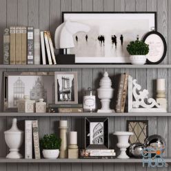3D model Shelves with books, paintings, vases