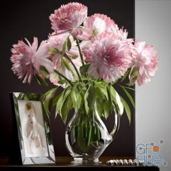 3D model Bouquet of peonies and photos