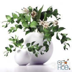 3D model Branch and flowers in a vase