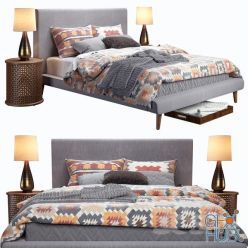 3D model Mod Upholstered bed by West Elm