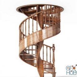 3D model Classic spiral stairs