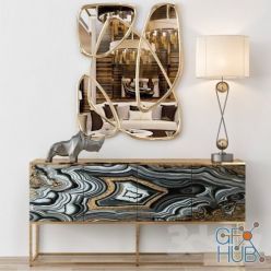 3D model Nicola Painted-Agate Console with mirror