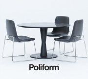 3D model Poliform furniture set: Flute table, Ventura chair