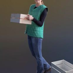 3D model Anna girl with Wood Box (3d-Scan)
