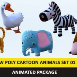 3D model CGTrader – Cartoon Cute Animals Low Poly Pack – 01 AR VR Games Movies Low-poly 3D model