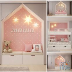 3D model Cribs and wardrobes for children