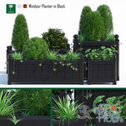 3D model Windsor planter in black