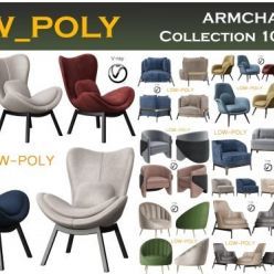 3D model CGTrader – ARMCHAIR Collection 10 Pieces 3d model Low-poly