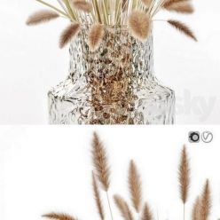 3D model Dry flowers in glass vase 2