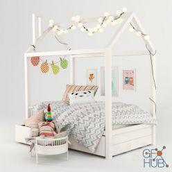 3D model Children's bed with a garland