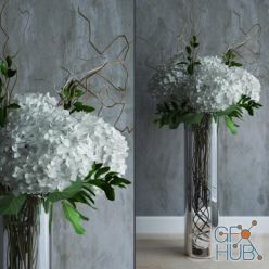 3D model Bouquet of hydrangeas, willow and tangerine branches