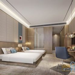 3D model Bedroom Interior of the Hotel 041