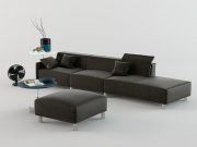 3D model Sofa with leg section and round tables