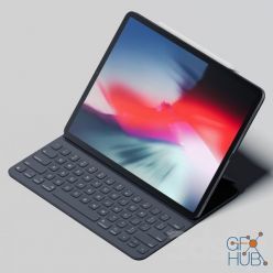 3D model iPad Pro 12,9 (2018) + Smart keyboard + Apple pencil
