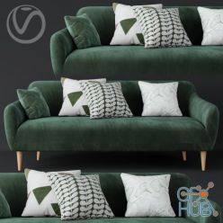 3D model Macy Green Velvet Sofa (max, obj)