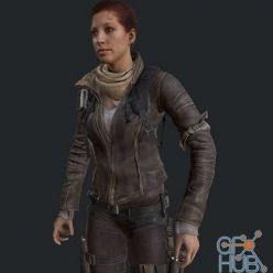 3D model Woman with Hand Gun in Boots