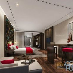 3D model Bedroom Interior of the Hotel 040