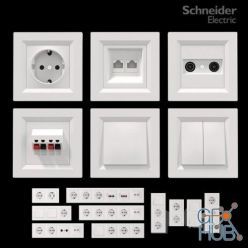 3D model Sockets and switches Schneider Asfora White