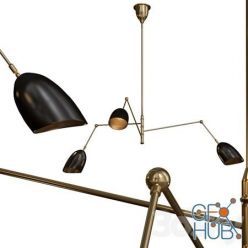 3D model Sommerard Medium Triple-Arm Chandelier Hand-Rubbed Antique Brass