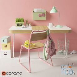 3D model Green and pink furniture set