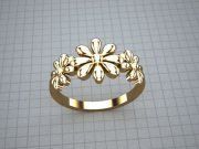 3D model Golden ring with flowers