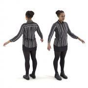 3D model Girl in short skirt and striped shirt