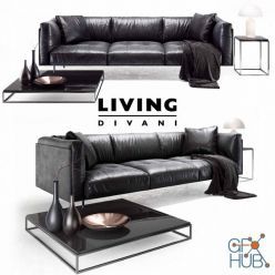 3D model Living divani leather rod sofa