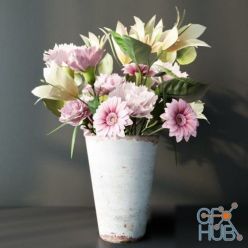 3D model Bouquet with pink gerberas