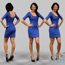 3D model Girl in blue dress