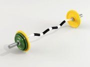 3D model Barbell with bright pancakes rod