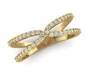 3D model Gold ring 57 diamonds