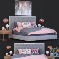 3D model Prague Bed with decor